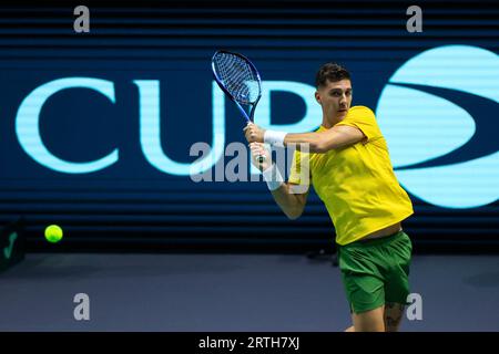 Manchester, Royaume-Uni. 13 septembre 2023. Thanasi Kokkinakis (AUS) en action lors du match de coupe Davis Grande-Bretagne vs Australie à Manchester AO Arena, Manchester, Royaume-Uni, le 13 septembre 2023 (photo de Conor Molloy/News Images) à Manchester, Royaume-Uni le 9/13/2023. (Photo de Conor Molloy/News Images/Sipa USA) crédit : SIPA USA/Alamy Live News Banque D'Images