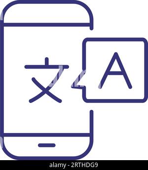 Icône de ligne de traducteur en ligne Illustration de Vecteur