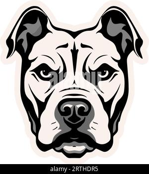 Tête de chien Pitbull. Bulldog. Cool Pit Bull Black Illustration de Vecteur