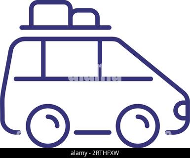 Voiture avec bagages sur l'icône de ligne de toit Illustration de Vecteur