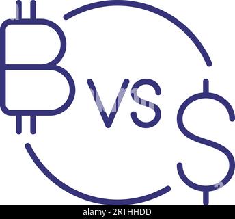 Icône Bitcoin vs dollar line Illustration de Vecteur
