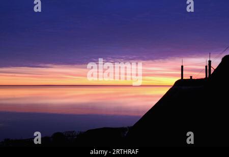 Lever de soleil sur la mer des Wadden au large de Sylt Banque D'Images