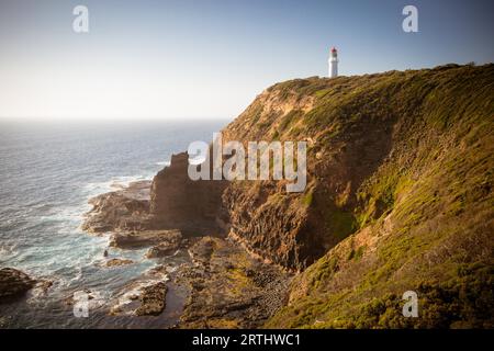 Cape Schanck phare au coucher du soleil en Mornington Peninsula, Victoria, Australie Banque D'Images