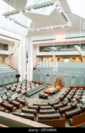 CANBERRA, AUSTRALIE, 25 MARS 2016 : vue intérieure de la Chambre des représentants au Parlement, Canberra, Australie Banque D'Images