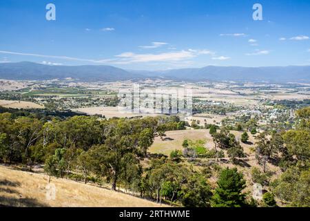 La vue sur Yarra Glen par un chaud été # 39, jour de s à Victoria, Australie Banque D'Images