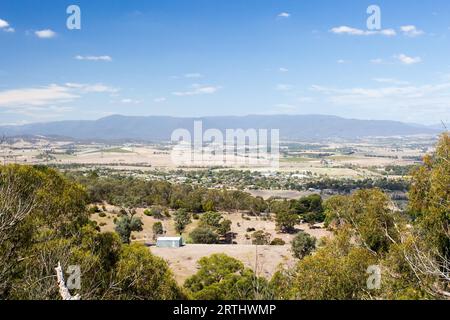 La vue sur Yarra Glen par un chaud été # 39, jour de s à Victoria, Australie Banque D'Images