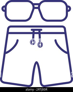 Lunettes de soleil et short line icône Illustration de Vecteur