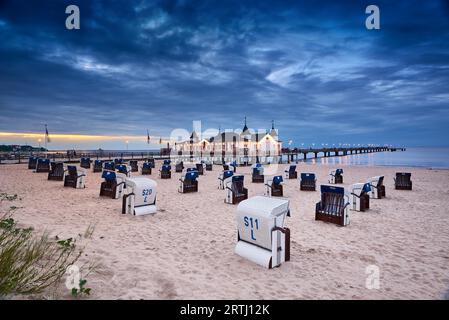 Pier Ahlbeck sur l'île d'Usedom dans la mer Baltique Banque D'Images