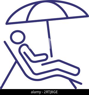 Icône représentant un homme prenant un bain de soleil dans une chaise longue Illustration de Vecteur