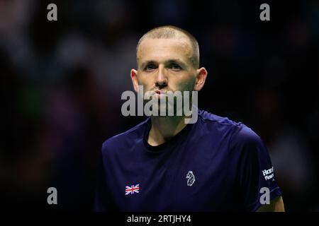 Manchester, Royaume-Uni. 13 septembre 2023. Daniel Evans (GBR) en action lors du match de coupe Davis Grande-Bretagne vs Australie à Manchester AO Arena, Manchester, Royaume-Uni, le 13 septembre 2023 (photo de Conor Molloy/News Images) à Manchester, Royaume-Uni le 9/13/2023. (Photo de Conor Molloy/News Images/Sipa USA) crédit : SIPA USA/Alamy Live News Banque D'Images