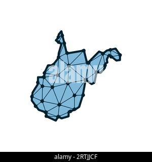 Illustration polygonale de la carte de l'état de Virginie-Occidentale faite de lignes et de points, isolé sur fond blanc. Conception basse poly à l'état AMÉRICAIN Illustration de Vecteur