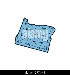 Illustration polygonale de la carte de l'état de l'Oregon faite de lignes et de points, isolé sur fond blanc. Conception basse poly à l'état AMÉRICAIN Illustration de Vecteur