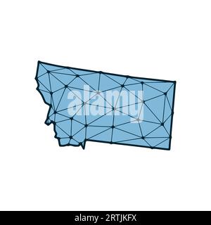 Illustration polygonale de la carte de l'état du Montana faite de lignes et de points, isolé sur fond blanc. Conception basse poly à l'état AMÉRICAIN Illustration de Vecteur