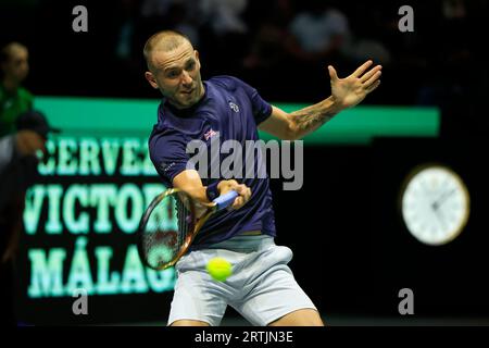 Manchester, Royaume-Uni. 13 septembre 2023. Daniel Evans (GBR) en action lors du match de coupe Davis Grande-Bretagne vs Australie à Manchester AO Arena, Manchester, Royaume-Uni, le 13 septembre 2023 (photo de Conor Molloy/News Images) à Manchester, Royaume-Uni le 9/13/2023. (Photo de Conor Molloy/News Images/Sipa USA) crédit : SIPA USA/Alamy Live News Banque D'Images