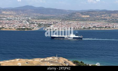 La voie navigable d'importance internationale du détroit de Dardanelles, dans le nord-ouest de la Turquie, reliant la mer Égée à la mer de Marmara et séparant l'EUR Banque D'Images