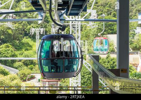 La vue depuis un téléphérique à Ocean Park à Hong Kong par une journée claire et ensoleillée. Hong Kong - 25 août 2023 Banque D'Images