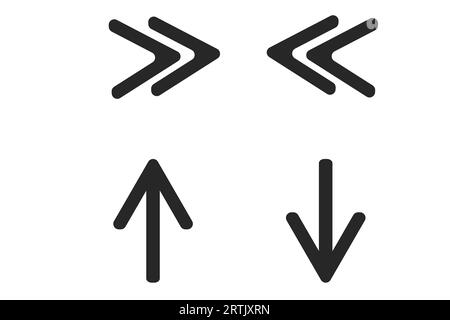 Télécharger le vecteur web Upload and Arrow Icon Set. après avant précédent suivant vers le haut et vers le bas ensemble d'icônes de téléchargement et de téléchargement. Illustration de Vecteur