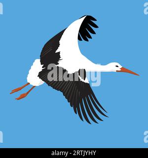 White Stork en vol Illustration de Vecteur