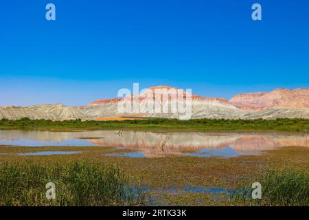 Rainbow Hills ou Kiz Tepesi et Nallihan Bird Sanctuary dans le district de Nallihan à Ankara. Parcs nationaux de Turkiye photo de fond. Banque D'Images