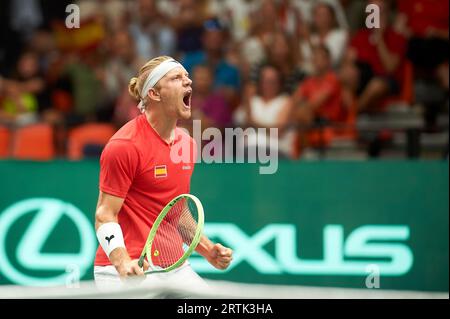 Valencia, Espagne. 13 septembre 2023. Alejandro Davidovich Fokina d'Espagne en action lors de la COUPE DAVIS au Pabellon Municipal de Fuente San Luis (Valence, COUPE DAVIS ). (Photo allemande Vidal/Sipa USA) crédit : SIPA USA/Alamy Live News Banque D'Images