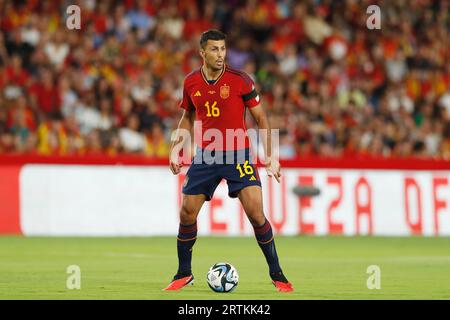 Grenade, Espagne. 12 septembre 2023. Rodri (ESP) football/football : Championnat d'Europe de l'UEFA 2024 Groupe de qualification A match entre l'Espagne 6-0 Cypeus à l'Estadio Municipal Nuevo Los Carmenes à Grenade, Espagne . Crédit : Mutsu Kawamori/AFLO/Alamy Live News Banque D'Images