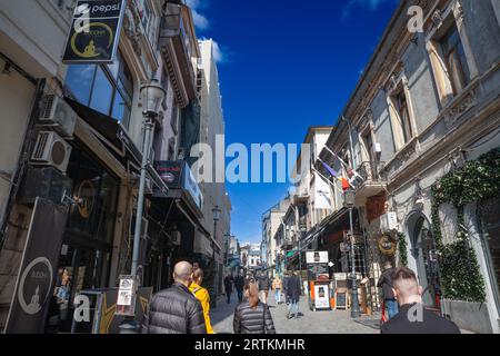 Photo du panorama de Strada selari dans la vieille ville, centrul istic, de Bucarest, Roumanie. La vieille ville est située dans le centre de Bucarest, Roma Banque D'Images