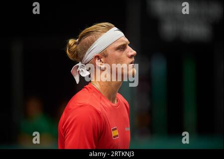 Valencia, Espagne. 13 septembre 2023. Alejandro Davidovich Fokina d'Espagne vu pendant la COUPE DAVIS au Pabellon Municipal de Fuente San Luis. Crédit : SOPA Images Limited/Alamy Live News Banque D'Images