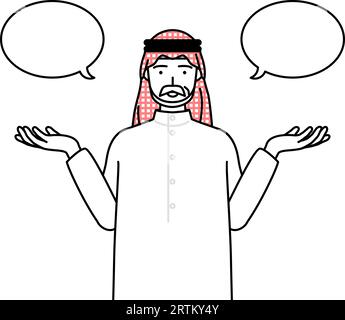 Homme musulman senior avec wipeout et comparaison, Illustration vectorielle Illustration de Vecteur