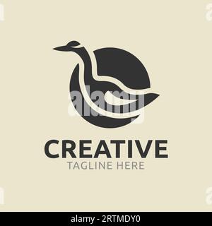 Logo simple Swan Duck avec couleur noire Illustration de Vecteur