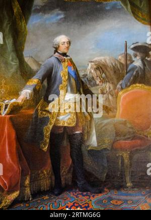 Louis XV (1710-1774), roi de France, en uniforme militaire, portrait à l'huile sur toile de Charles-André van Loo, 1748 Banque D'Images