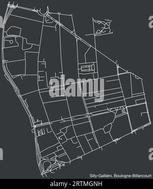 Carte des routes de la SILLY – GALLIÉNY NEIGHBOURHOOD, BOULOGNE-BILLANCOURT Illustration de Vecteur