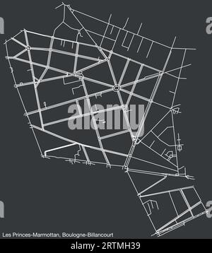 Plan des rues des PRINCES – MARMOTTAN Neighbourhood, BOULOGNE-BILLANCOURT Illustration de Vecteur
