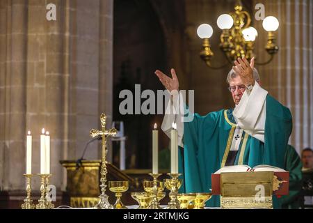 Messe célébrée par Mgr Laurent Ulrich, archevêque métropolitain de Paris en l’église Saint-Germain l’Auxerrois, Paris, France Banque D'Images