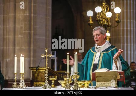 Messe célébrée par Mgr Laurent Ulrich, archevêque métropolitain de Paris en l’église Saint-Germain l’Auxerrois, Paris, France Banque D'Images