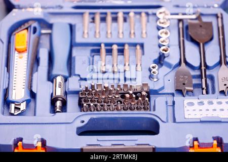 Ouvrir la boîte à outils avec les clés et les outils. France. Banque D'Images