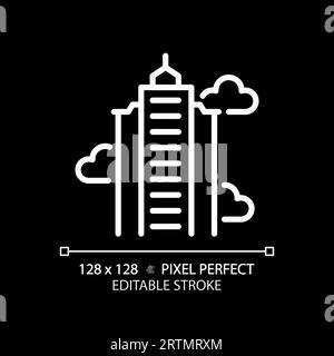 Icône de gratte-ciel en ligne fine modifiable en 2D. Illustration de Vecteur