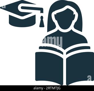 Icône auto-éduquée. Signe simple monochrome de la collection freelance. Icône auto-éduquée pour logo, modèles, conception Web et infographie. Illustration de Vecteur