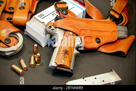 Pistolet Safari Arms Matchmaster modèle 911 en cal. 45ROUNDS Banque D'Images