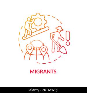 Icône de concept de dégradé rouge migrant Illustration de Vecteur