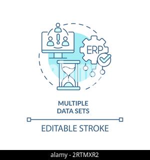 Concept d'icône bleue de jeux de données multiples 2D. Illustration de Vecteur