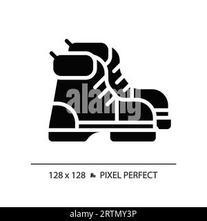 Chaussure de randonnée 2D simple style glyphe icône noire Illustration de Vecteur