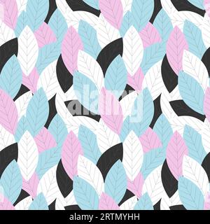 Feuilles motif rose bleu noir couleurs. Illustration vectorielle Illustration de Vecteur