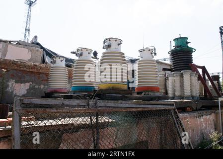 Installations énergétiques ukrainiennes après le bombardement par la Russie terroriste Banque D'Images