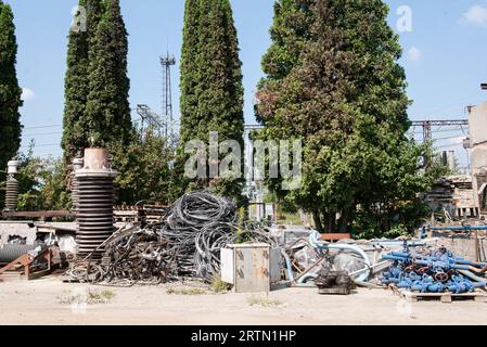 Installations énergétiques ukrainiennes après le bombardement par la Russie terroriste Banque D'Images