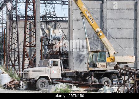 Installations énergétiques ukrainiennes après le bombardement par la Russie terroriste Banque D'Images