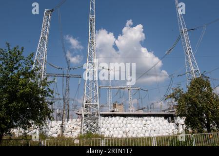 Installations énergétiques ukrainiennes après le bombardement par la Russie terroriste Banque D'Images