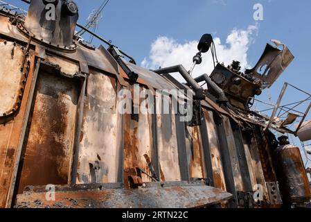 Les conséquences du bombardement du système énergétique ukrainien par des terroristes russes en automne et en hiver Banque D'Images