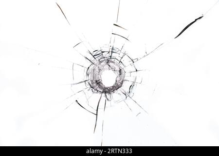 Elegance in chaos : motifs complexes de Bullet Hole sur blanc Banque D'Images