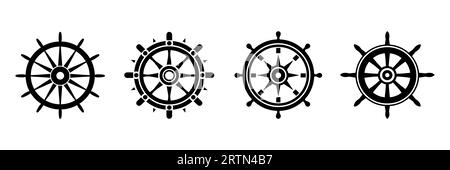 Volant. Ensemble de volant de bateau dans le style plat Illustration de Vecteur
