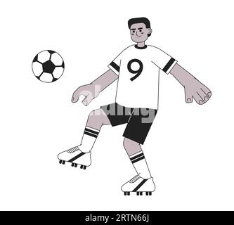 Personnage vectoriel plat monochromatique de footballeur afro-américain Illustration de Vecteur